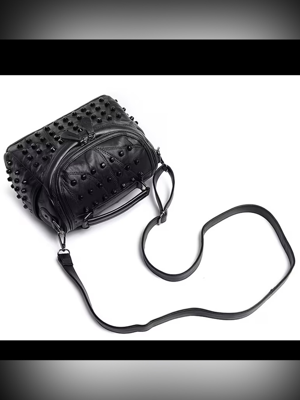 (A10) Studded Lambskin Leather Crossbody Bag - Picture 5 of 12